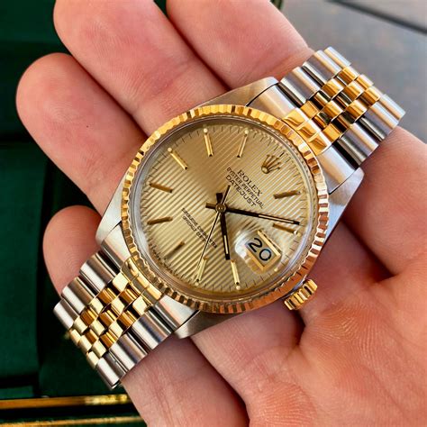 rolex oyster perpetual datejust 16013 gold and steel 1985|rolex model 16013 price.